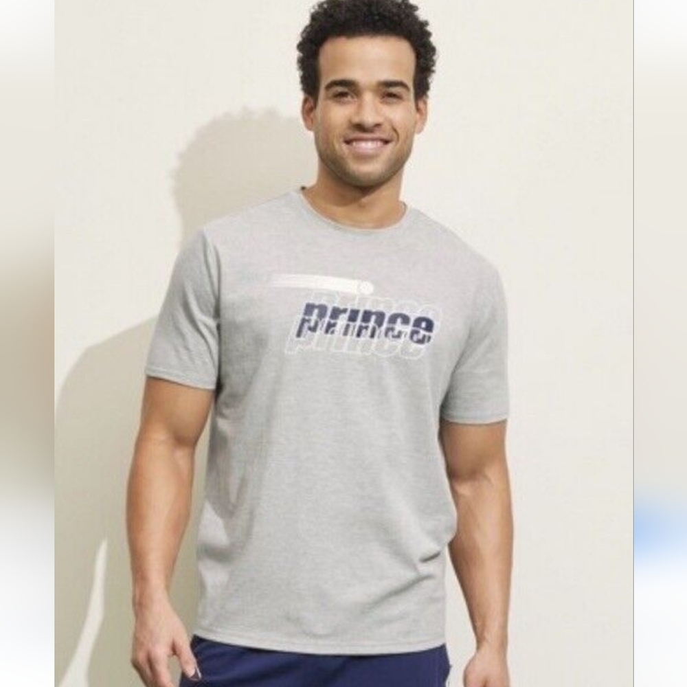 Prince Pickleball Men's Short Sleeve Heather Grey Graphic T-Shirt